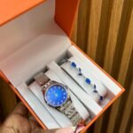 Blue Dial Watch and Blue Stone Bracelet Giftset