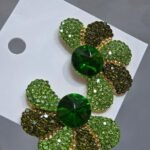 Green Crystal Flower Statement Earrings